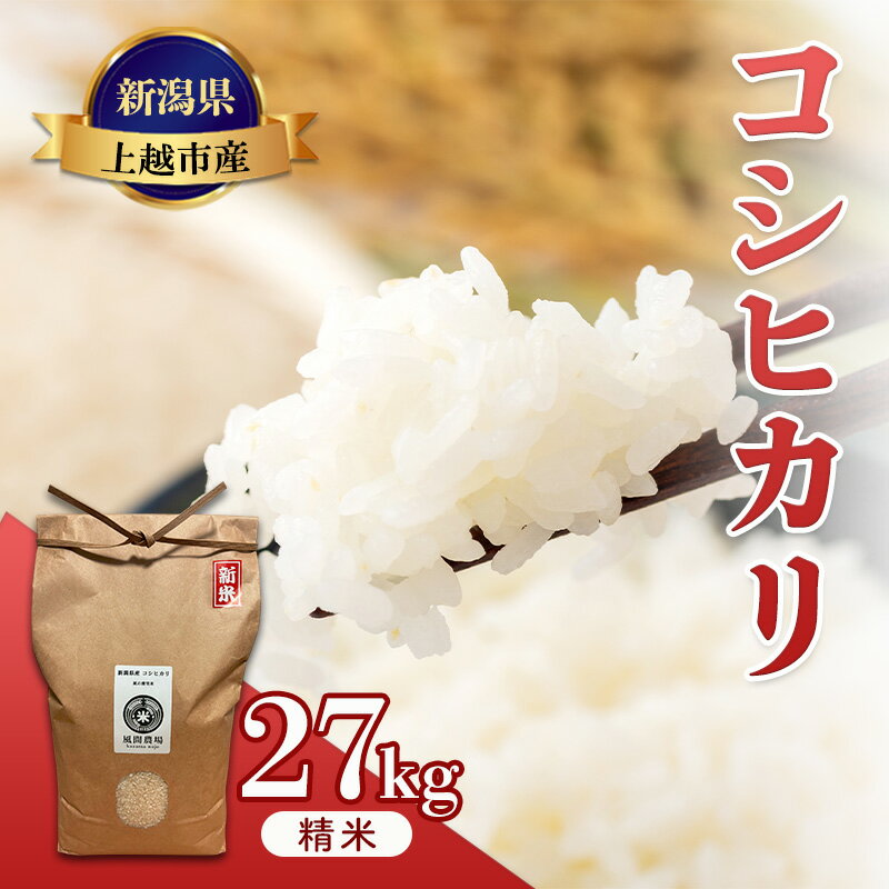 【ふるさと納税】【10月中旬より順次出荷】令和7年度産　新潟県上越市産　従来コシヒカリ　精米済27kg こしひかり お米 米 精米 新潟県 上越市　お届け：2025年10月中旬～12月下旬