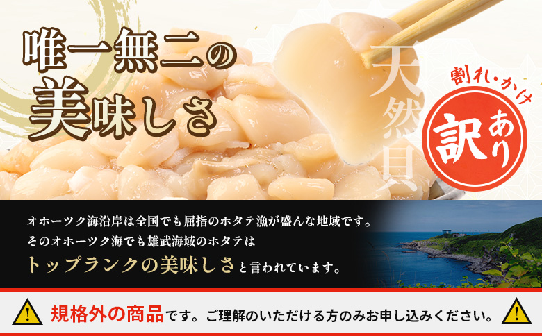 訳あり フードロス応援品 北海道オホーツク産小分けホタテ Cフレーク  | 訳あり ほたて小分け 帆立 ホタテ 貝柱 ほたて 冷凍 海鮮 魚介 フードロス　おつまみ 酒の肴 お取り寄せ 北海道 雄武町