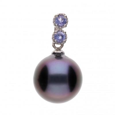 ふるさと納税 神戸市 【水鞠】黒蝶真珠(タヒチパール) タンザナイト K18 ホワイトゴールド ペンダントトップ
