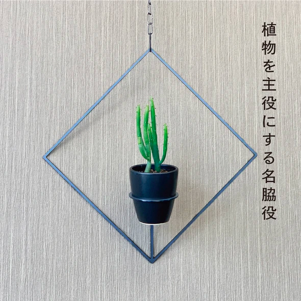 GRAVIRoN Hang Plants シリーズ Diamond 黒皮鉄（プランツハンガー） 観葉植物 プランター_イメージ2