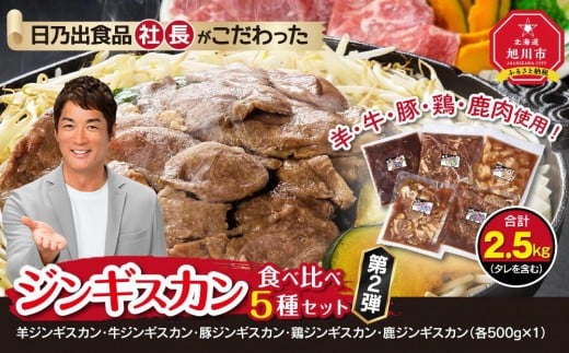 
日乃出食品 社長がこだわった 「ジンギスカン食べ比べ5種セット2.5kg」 第2弾(羊・牛・豚・鶏・鹿肉使用) 【 焼肉 肉 焼き肉 小分け 焼肉用 焼肉セット 北海道 羊肉 牛肉 豚肉 鶏肉 鹿肉 】
