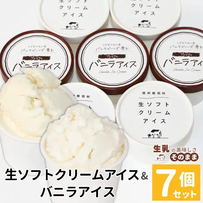 〈スピード発送〉食べ比べ！生ソフトクリームアイス＆バニラアイスクリーム 7個セット 根羽村 ネバーランド 6000円