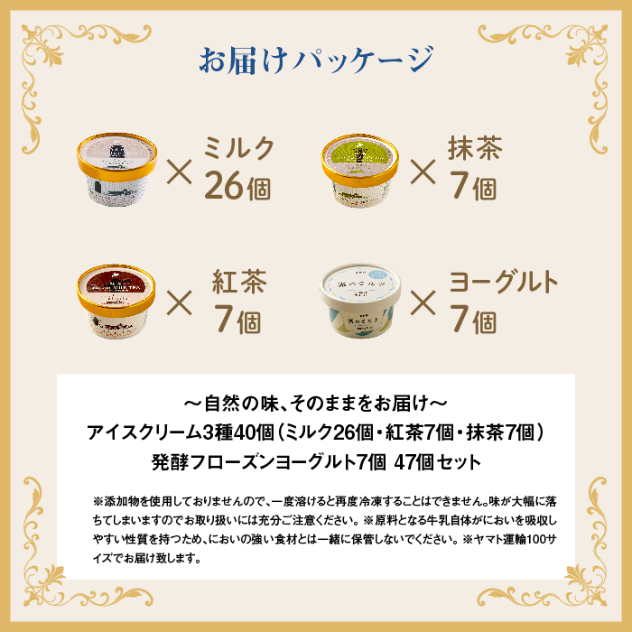 【無添加】北海道 アイスクリーム3種×40個（ミルク・紅茶・抹茶）とフローズンヨーグルト×7個セット【1108301】_イメージ5