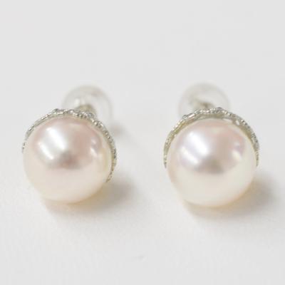 ふるさと納税 天草市 真珠 ピアス 菊皿 8mm - 8.5mm 花型 ホワイトピンク K14WG_S101-428 |  | 01