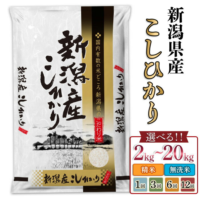 【ふるさと納税】米 無洗米 定期便 2kg 5kg 6kg 8kg 10kg 20kg 小分け 新潟コシヒカリ 令和7年産 選べる容量 種類 発送回数 1回 3回 6回 12回 3ヶ月 6ヶ月 12ヶ月 新潟こしひかり 新潟 コシヒカリ 精米 白米 お米 新潟県産コシヒカリ（サンヴィリッジ新潟）