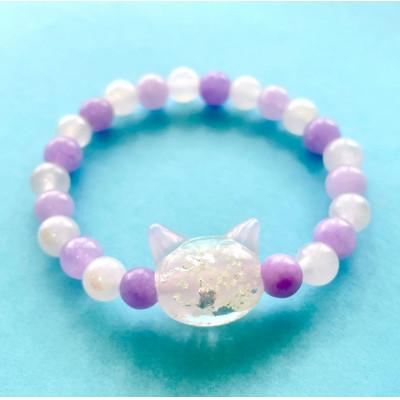 ふるさと納税 奈良市 光る猫玉とアメジストのブレスレット(レディースサイズ)