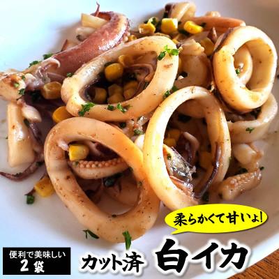 ふるさと納税 新温泉町 カット済・やわらか白イカ(生凍結)300g×2袋　兵庫県新温泉町
