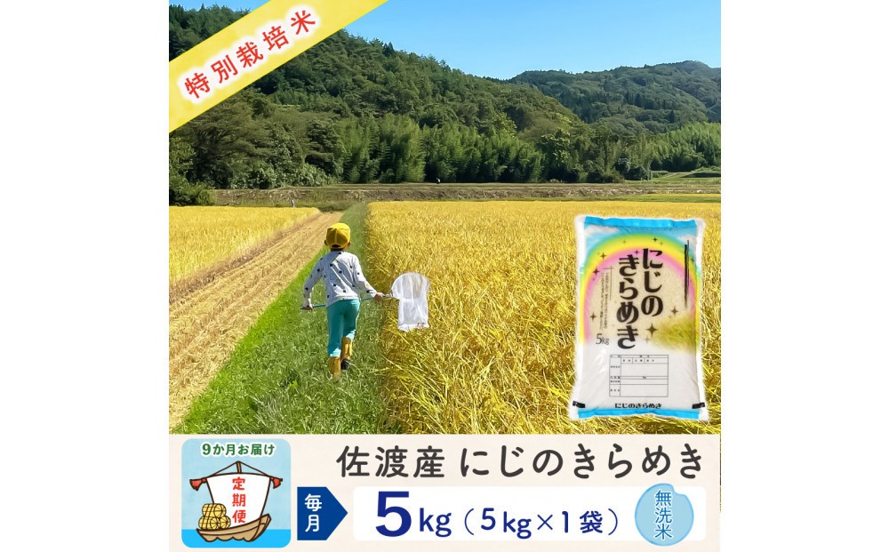 
            【新米予約 9か月定期便】佐渡島産にじのきらめき 無洗米5Kg 令和7年 特別栽培米 農家直送
          