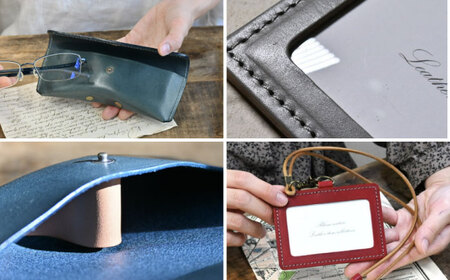 本革IDケース横型（ネックストラップ付）とスナップボタンメガネケースセット フィーユ 滋賀県長浜市/株式会社ブラン・クチュール[AQAY484]