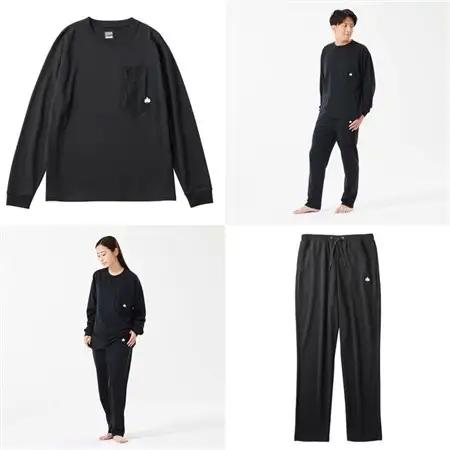 LBL リカバリーウエア 冬用上下セット　Lサイズ リカバリーパンツ+プルオーバー ブラック【1683581】