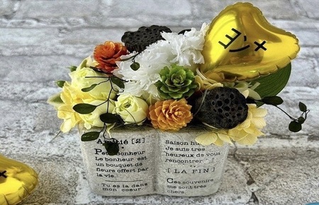 ペット用プリザーブドフラワー仏花 名入れ風船 COCOA