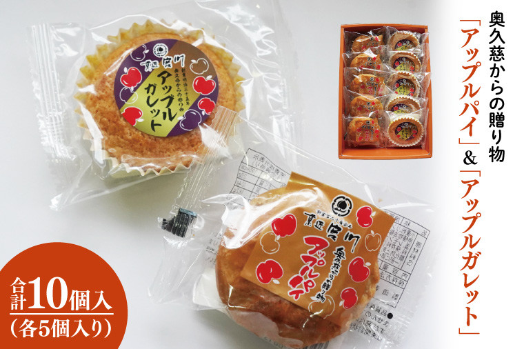 
                  奥久慈からの贈り物「アップルガレット」＆「アップルパイ」各5個　計10個入り｜茨城県 大子町 奥久慈 袋田 お菓子 洋菓子 デザート スイーツ 国産 りんご リンゴ 林檎 カスタード 自家製 お取り寄せ お中元 お歳暮 贈答 贈り物 のし 熨斗 包装 プレゼント 指定日 日時指定（BF020）
                