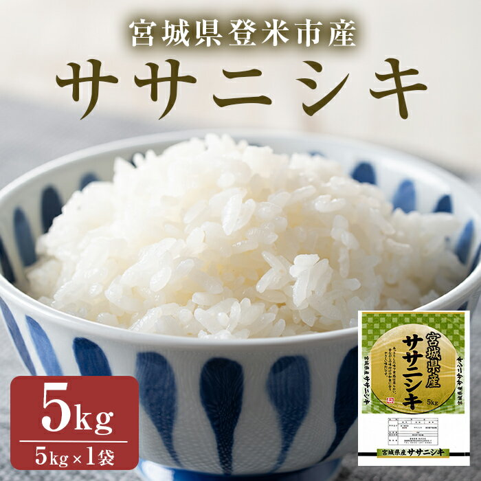 【ふるさと納税】≪令和7年産・新米≫ササニシキ 精米 5kg(5kg×1袋) 登米市産 米 お米 おこめ ごはん ご飯 白米 おにぎり お弁当 ささにしき 5kg 【宮城商事株式会社】tm463
