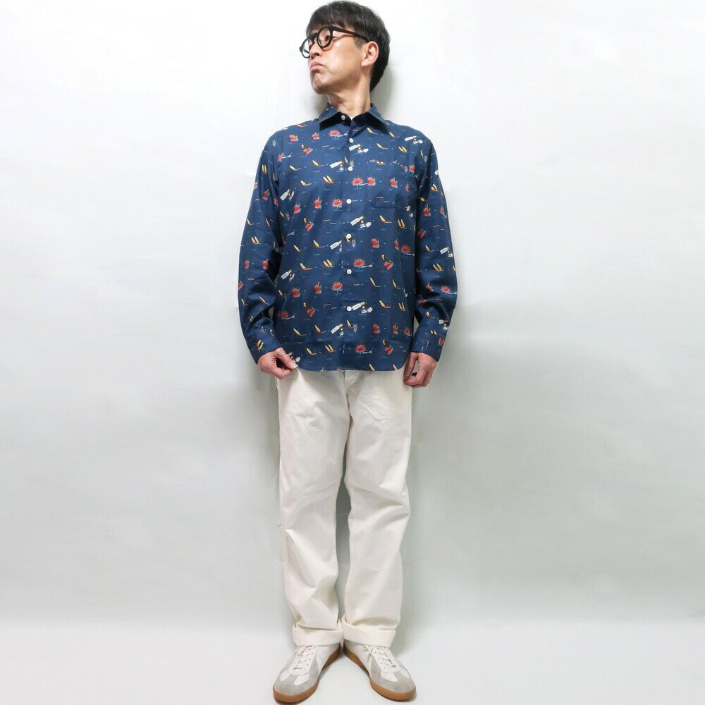 【ふるさと納税】 CLOFT 綿100% アウトドア・毛ばり 長袖プリントシャツ ツイル M 長袖 シャツ Tシャツ 衣服 洋服 ファッション 綿100% アウトドア 毛ばり柄 メンズ レディース 柄シャツ コットン デザインシャツ おしゃれ ユニーク柄 トップス カジュアル 0139-014-S07-1