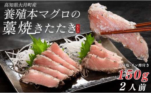 養殖本マグロ 藁焼きたたき 大トロ 150g｜天日塩 15g ぽん酢 1本 冷凍 お届け日指定可 本マグロ まぐろ マグロ 鮪 黒潮本まぐろ ぽん酢 かつお カツオ 鰹 たたき 鰹のたたき タタキ 真空 田野屋銀象 産地直送 高知県 大月町
