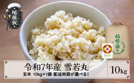 令和7年産 新米 玄米 雪若丸 10kg 10kg×1袋 3月下旬発送 kh-ywgxa10-3s