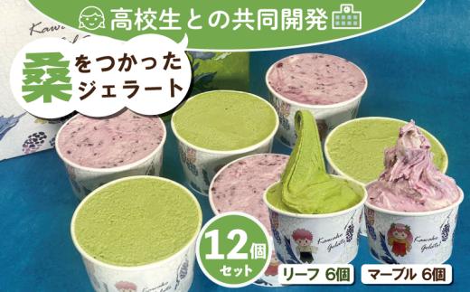 桑 ジェラート 高校生 共同開発 マルベリー 食べ比べ マーブル リーフ セット 各6個 ご当地スイーツ 冷凍 川高ジェラート 徳島県 吉野川市