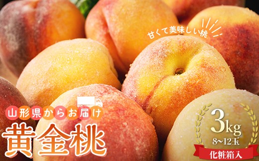
                  山形県産 黄金桃 3kg 8～12玉  もも モモ 桃 デザート フルーツ 果物 くだもの 果実 食品 山形県 FSY-0741
                