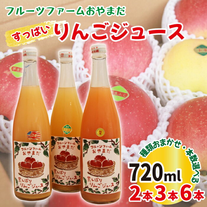 【ふるさと納税】 すっぱい りんごジュース おすすめ 種類おまかせ 720ml 2本 3本 6本 セット ／ りんご リンゴ アップル 林檎ジュース アップルジュース ストレートジュース 果汁100％ 荒搾り くだもの フルーツ ドリンク 岩手県 滝沢市 送料無料 フルーツファームおやまだ
