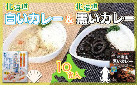 
             各賞受賞北海道産食材使用 黒いカレー(イカ入)&白いカレー(ほたて入)10食セット ふるさと納税 人気 おすすめ ランキング 黒いカレー 白いカレー 受賞 道知事賞  北海道 七飯町 送料無料 NAO007
          