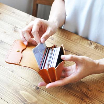 ふるさと納税 長岡京市 栃木レザー カードケース 大容量 【キャメル】 カードホルダー コンパクト じゃばら 本革 革 |  | 02