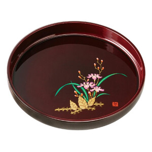 丸盆 33cm 溜塗 山路 ［YG458］