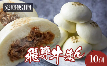 【定期便全3回】飛騨牛まん 10個セット×3回 |   肉まん 簡易包装 惣菜 肉まん 中華まん GV100