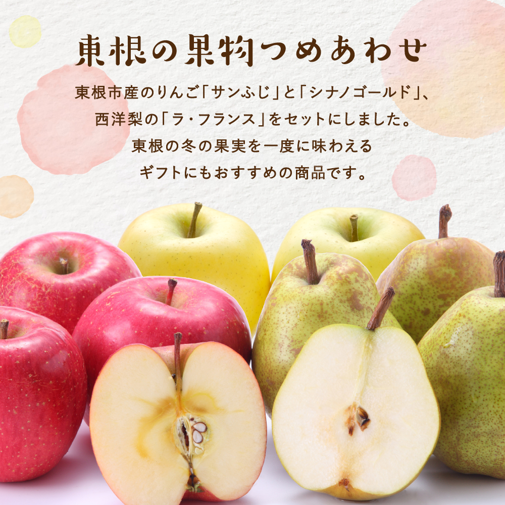 【令和7年産 先行予約】サンふじ&シナノゴールド＆ラフランス 詰め合わせ 3kg 山形県 東根市 東根農産センター提供 hi027-213-2