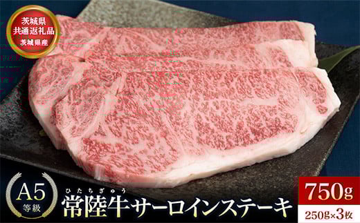 【茨城県共通返礼品】茨城県産 常陸牛A5等級 サーロインステーキ 750g(250g×3枚) あらぎりわさび付 | 牛肉 肉 A5 サーロイン さーろいん ステーキ すてーき 焼肉 バーベキュー BBQ  パーティー 食卓 牛 柔らかい お祝い ジューシー 茨城県