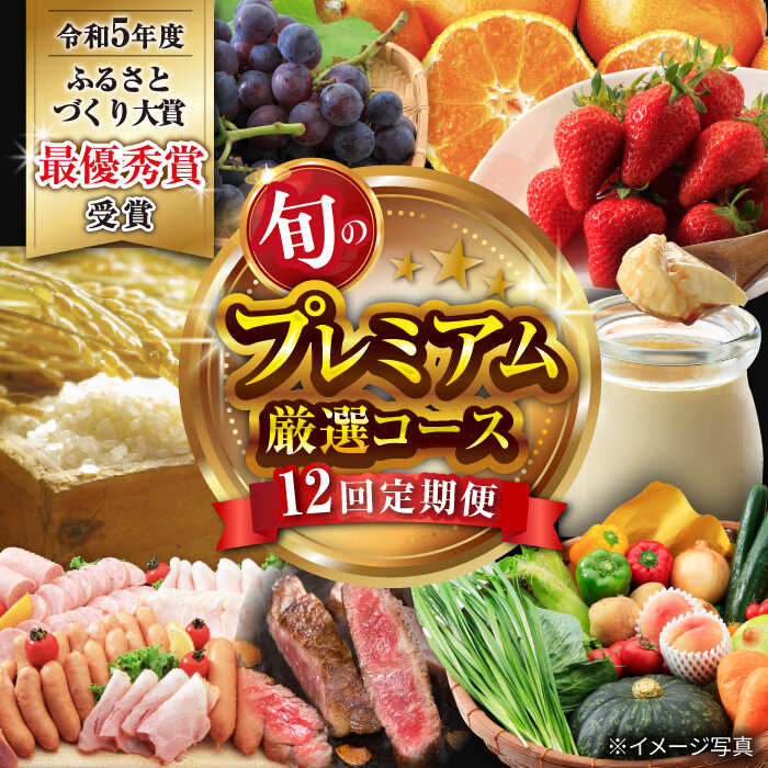【ふるさと納税】【12回定期便】プレミアム厳選コース（ 米 野菜 果物 プリン いちご ジェラート ジュース 長崎和牛 プリン ぶどう 梨 ハムセット みかん ）/ フルーツ イチゴ 苺 ブドウ ミカン こめ バラエティ定期便 / 大村市 / おおむら夢ファームシュシュ[ACAA126]