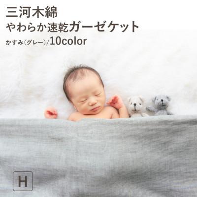 ふるさと納税 蒲郡市 三河木綿 ガーゼケット やわらか速乾 ハーフサイズ_ かすみ グレー【G0303】