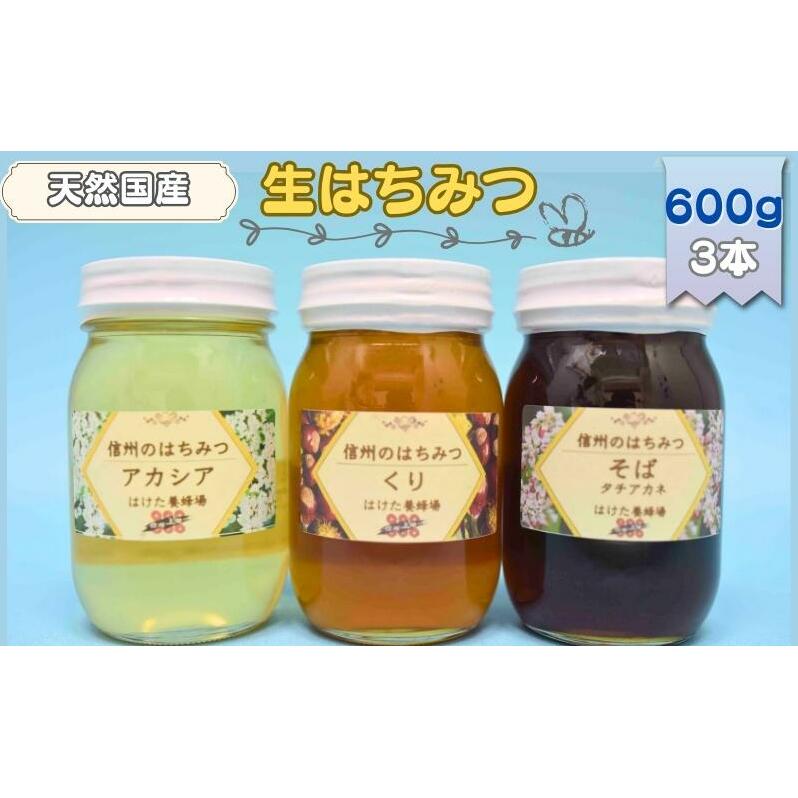 国産 生はちみつ 600g 3本セット アカシア くり ソバ セット 詰め合わせ 国産はちみつ 国産ハチミツ 天然蜂蜜 はちみつ 蜂蜜 ハニー 天然国産 非加熱 食べ比べ 食べ比べセット 信州産 長野県産 信州 長野 長野県 上田市