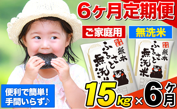 【6ヶ月定期便】熊本ふるさと無洗米 15kg 訳あり《1月から出荷開始》 熊本県産 無洗米 5kg×3袋---mifune_lcl_646_jan6---