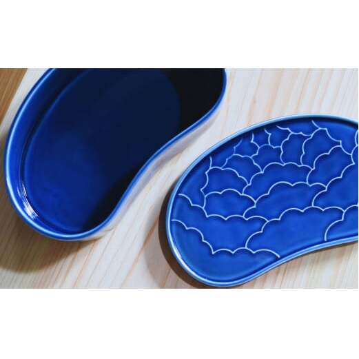 有田焼 ルリ釉 繭型蓋物【ARITAYAKI-STORE】食器 うつわ ハレの日 めでたい おもてなし おせち 高級食器 ハンドメイド A20-538_イメージ5