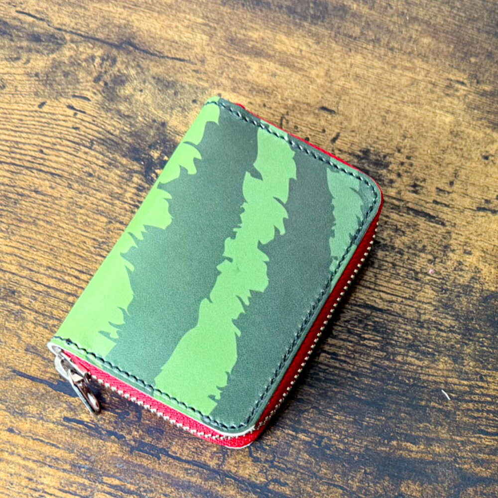 【ふるさと納税】スイカ柄コインケース コインケース ケース 財布 お財布 革財布 革小物 革製品 小銭入れ スイカ柄 手作り ハンドメイド プレゼント 贈り物 ギフト 熊本県 熊本市 送料無料