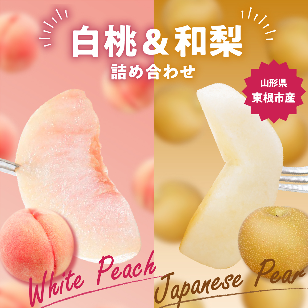 2025年 東根市産 白桃【品種おまかせ】秀品＆和梨詰め合わせ3kg 山形県 東根市 　hi027-166-2