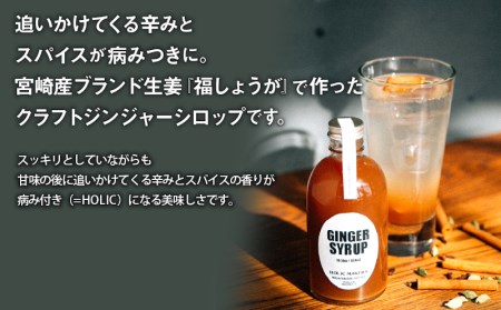 宮崎産ブランド生姜のみを使用 『HOLIC MAKERS』 クラフトジンジャーシロップ 300ml×2本 ジンジャーシロップ 300ml 2本 ジンジャー シロップ 希釈 宮崎産 国産 福しょうが 瓶