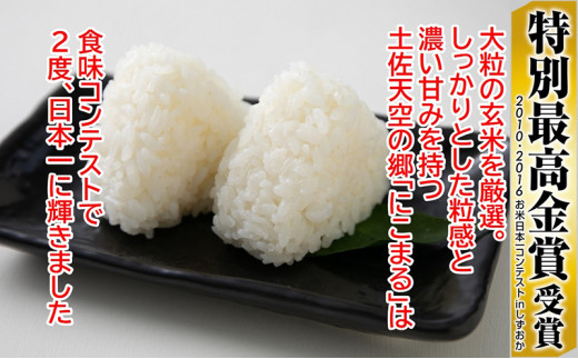 【新米定期便】令和7年産土佐天空の郷 にこまる 4kg 隔月お届け 全6回 2010年・2016年 お米日本一コンテスト inしずおか 特別最高金賞受賞の棚田米
