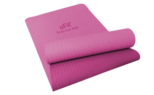 uFit Exercise Mat　183×61cm【ダスティピンク】 【エクササイズ マット グリップ力 ズレにくい クッション性 運動 筋トレ ヨガ】