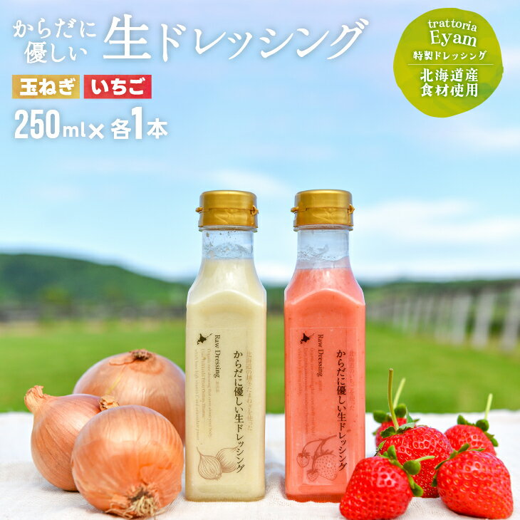 【ふるさと納税】【家庭用】からだに優しい『生ドレッシング』2本セット[52-1400]※離島・沖縄県発送不可※ 北海道 浦河 ふるさと納税 ドレッシング いちご 玉ねぎ セット 家庭用 無添加 詰め合わせ 送料無料
