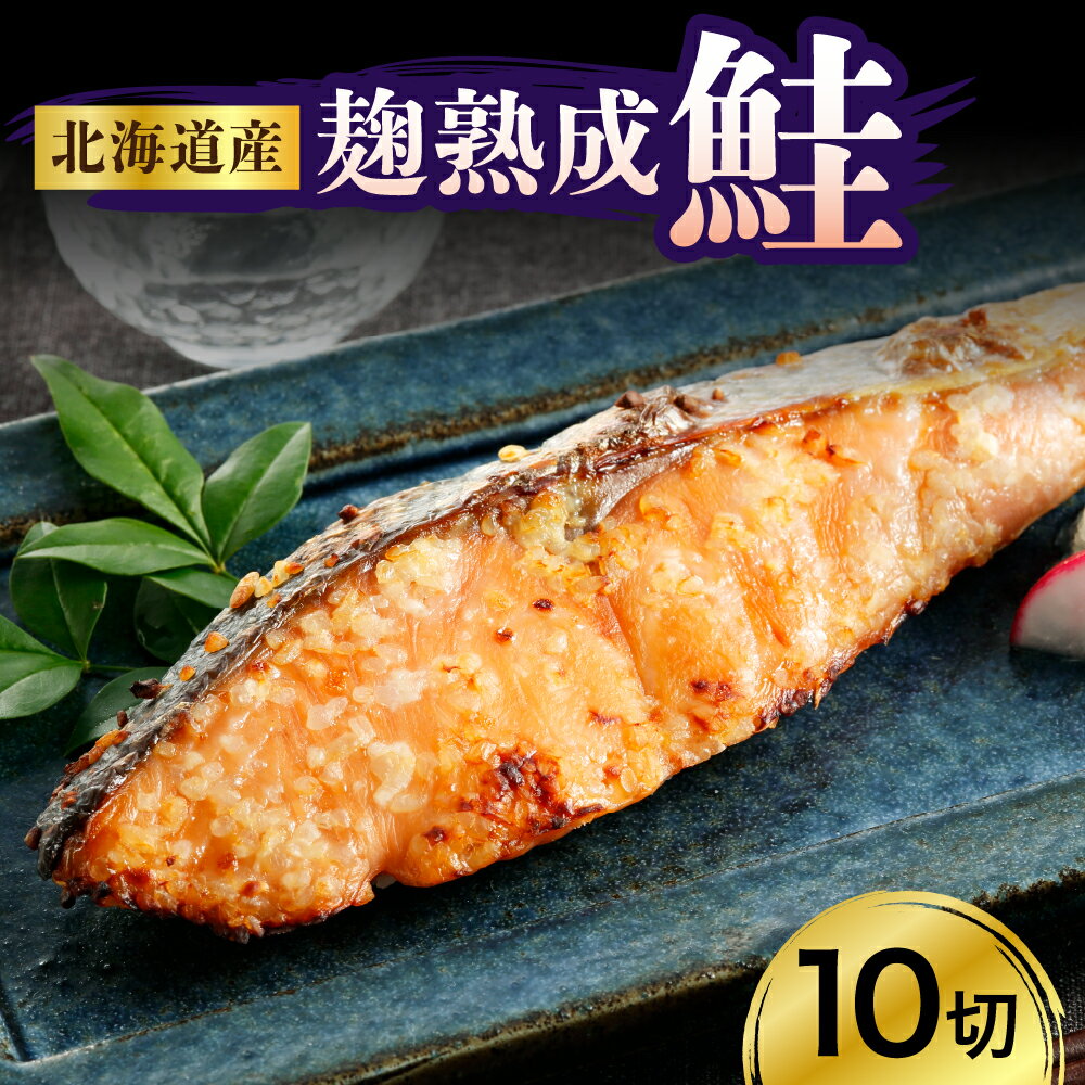 【ふるさと納税】北海道産鮭（銀花の舞）10切セット 80g × 10切 計800g 国産 北海道産 えりも産 麹 熟成 白鮭 シロサケ サケ シャケ 糀 米こうじ 切り身 魚介 海鮮 海産物 人気 送料無料 北海道 えりも町 送料無料 秋 旬