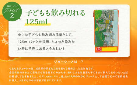 【3回定期便】 ジューシー みかんジュース 100％ （学給） 125ml×36本 みかん ミカン 蜜柑 ジュース オレンジジュース 飲料 紙パック 国産 熊本県