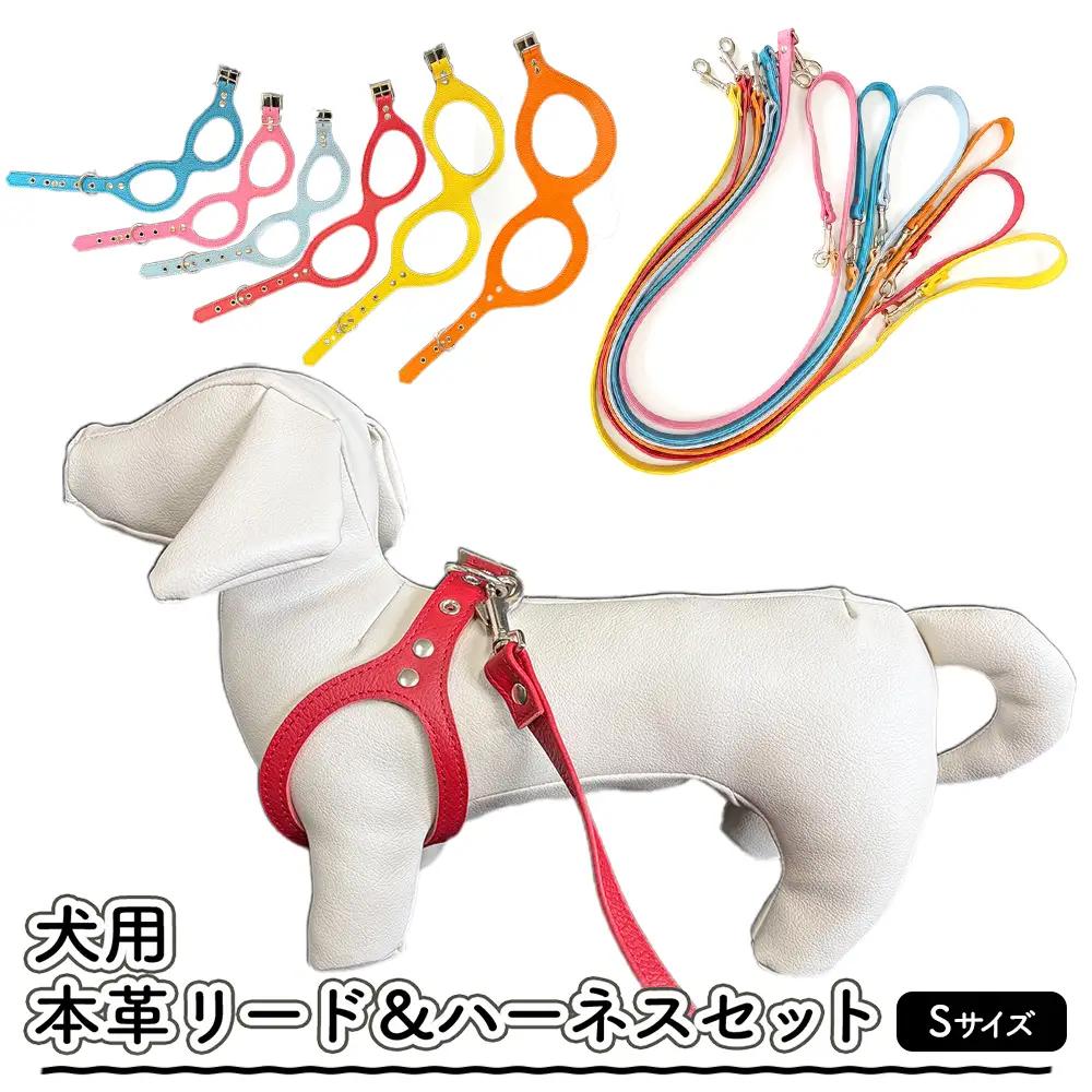 犬用・本革リード、ハーネスセット Sサイズ | リード ハーネス セット 犬 おしゃれ