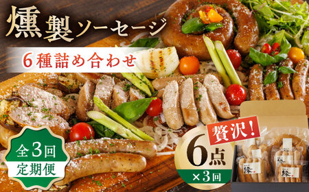 【3回定期便】燻製 ソーセージ 6種詰め合わせ 【燻製工房 縁】 スモーク ベーコン  ソーセージ フランクフルト ウインナー お肉 熊本県 特産品 燻製  [ZBF021]