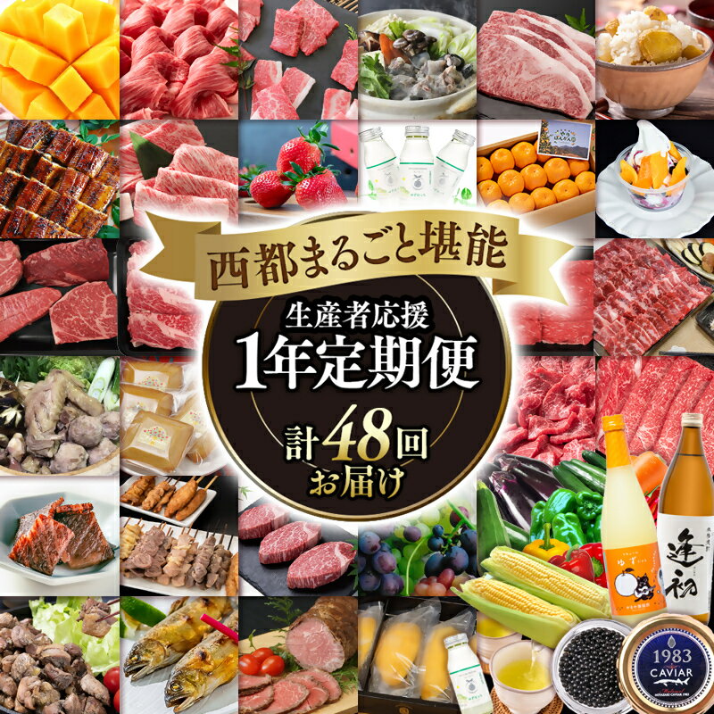【ふるさと納税】【定期便】 （48品）12ヶ月】西都まるごと1年間 堪能定期便プレミアムコースF ＜100-3＞ 【季節の定期便】12ヶ月毎月届くマンゴー 米 宮崎牛 うなぎ 牛肉 豚肉 鶏肉 すき焼き 鍋等【12月31日終了】