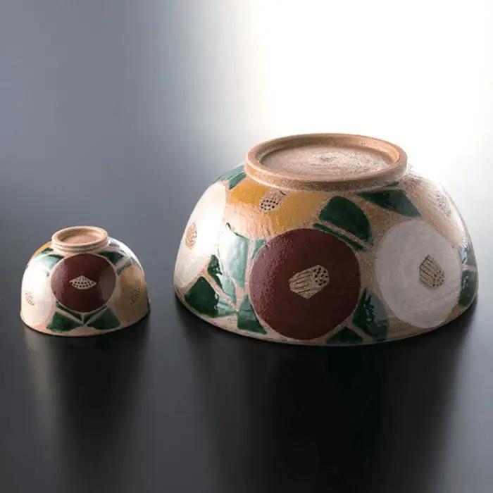 【波佐見焼】魯山人写椿 大鉢 /抹 茶碗 セット（桐箱入） どんぶり ボウル 食器 皿 【利左エ門窯】 [QB01]  波佐見焼