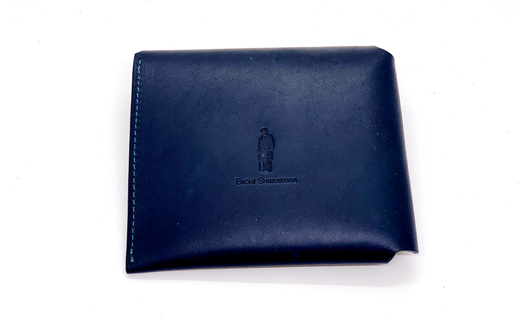 渋沢栄一翁 コンパクト財布 （ ネイビー ） コンパクト フランス革 財布 小物 牛革 革 革製品 収納 収納品