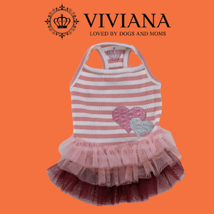 ドッグウェア「VIVIANA」ハートチュールワンピース（Pink）