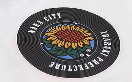 バックプリント那珂市 マンホールTシャツ 白 S M L XL ひまわり ご当地オリジナルデザイン オリジナルギフト 都道府県 リンクコーデ Tshirt ティーシャツ Tシャツ ご当地グッズ おしゃ