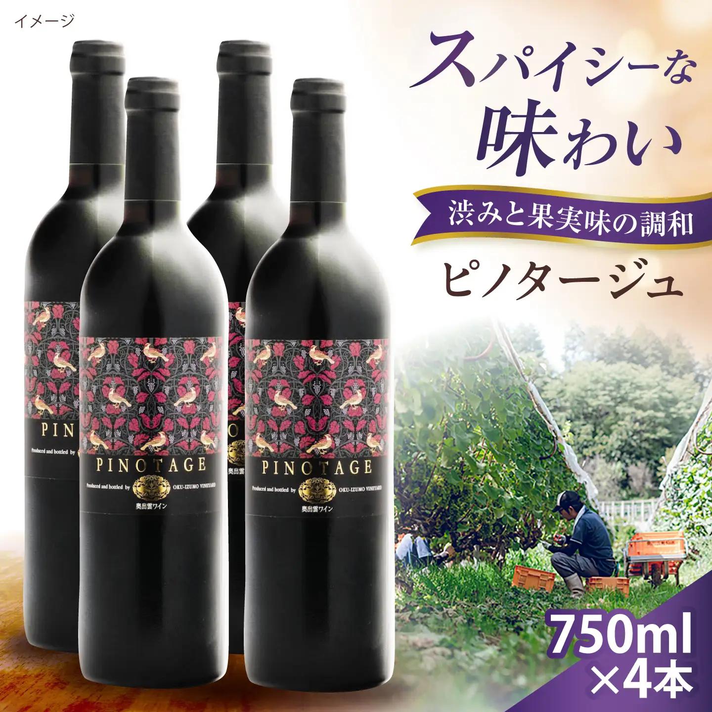 ピノタージュ 4本 750ml×4 赤ワイン 国産 島根県雲南市/有限会社奥出雲葡萄園[AICS108]